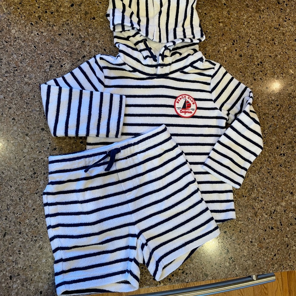 Janie and Jack Navy and White Striped Kids Matching Set